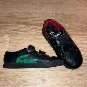 Lacoste Kids Black Sneakers with Green Logo